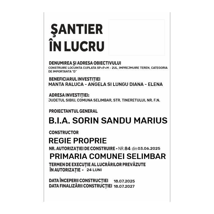 Panou şantier în lucru