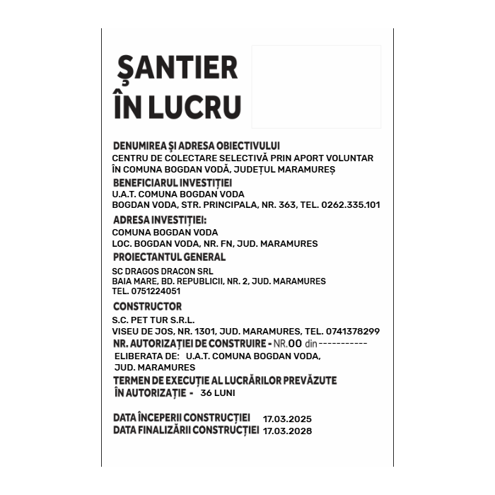 Panou şantier în lucru