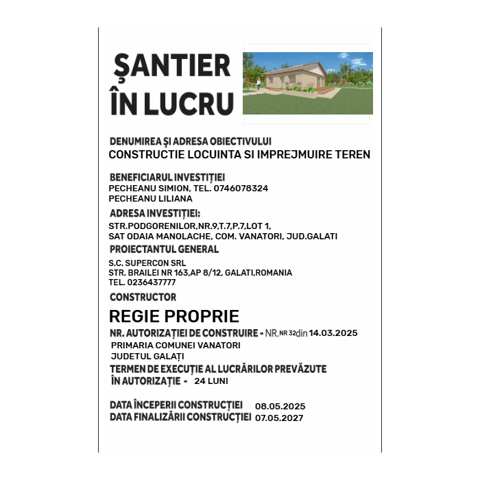 Panou şantier în lucru