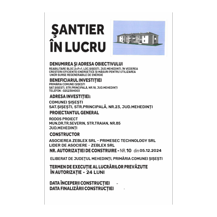 Panou şantier în lucru