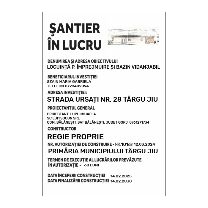 Panou şantier în lucru