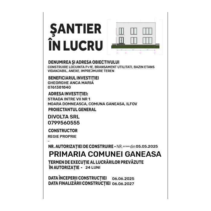Panou şantier în lucru