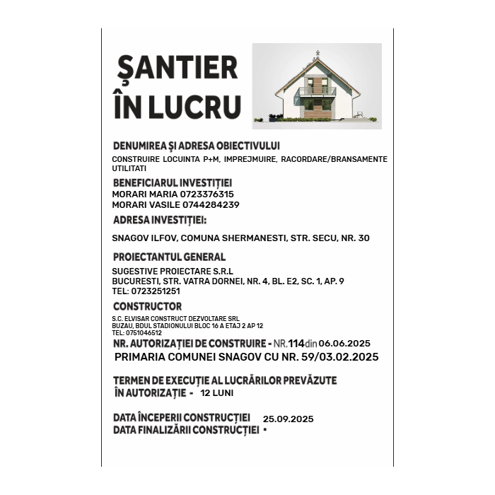 Panou şantier în lucru