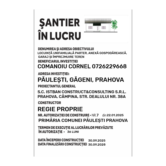 Panou şantier în lucru