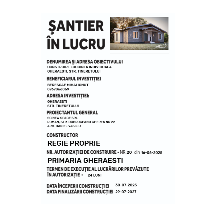 Panou şantier în lucru