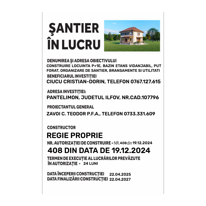 Panou şantier în lucru