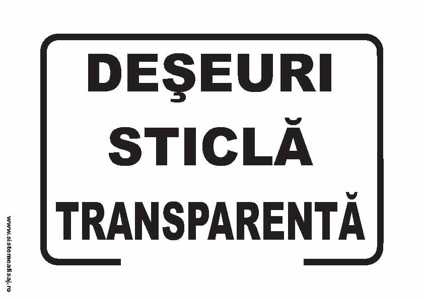 Semn Indicator Deseuri Sticla Transparenta PrintCenter.ro Shop 
