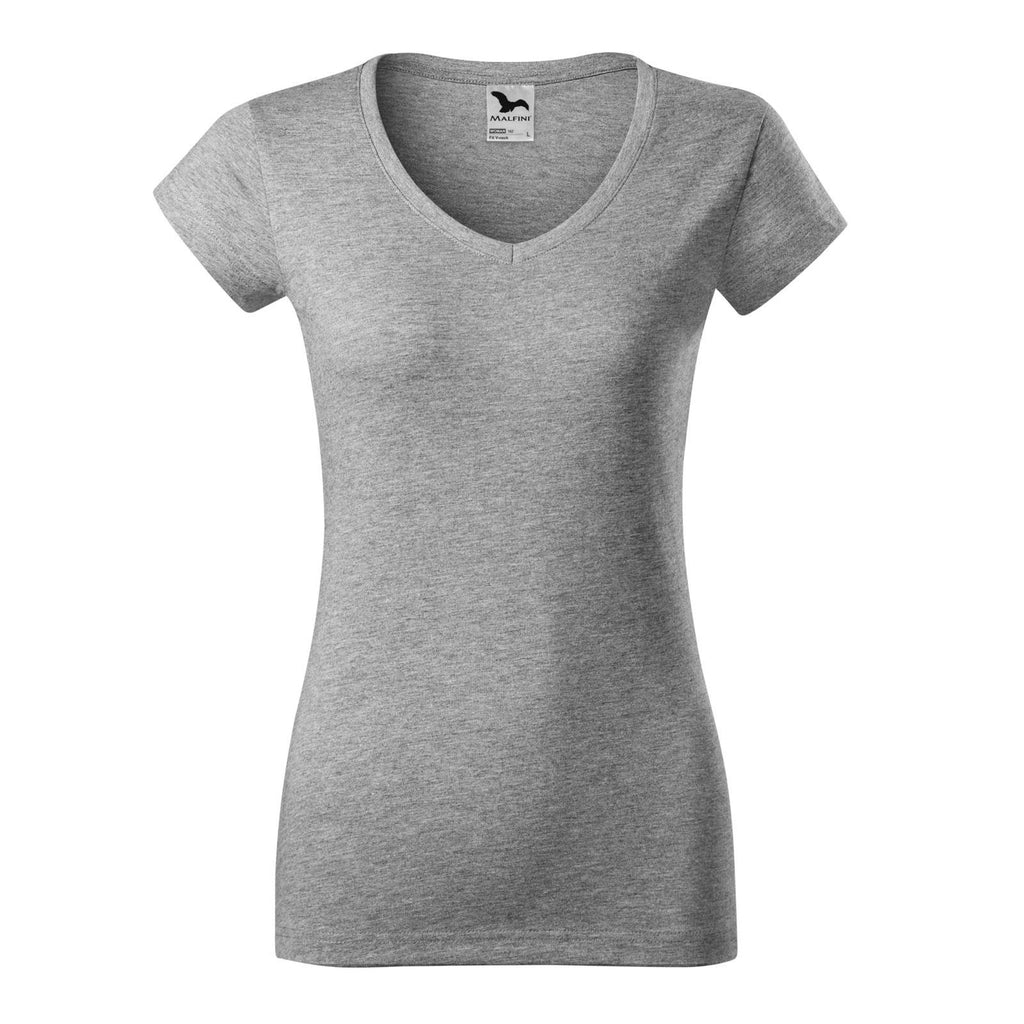 Tricou V-Neck Femei Personalizat Tshirt TextileDivision Gri Inchis S