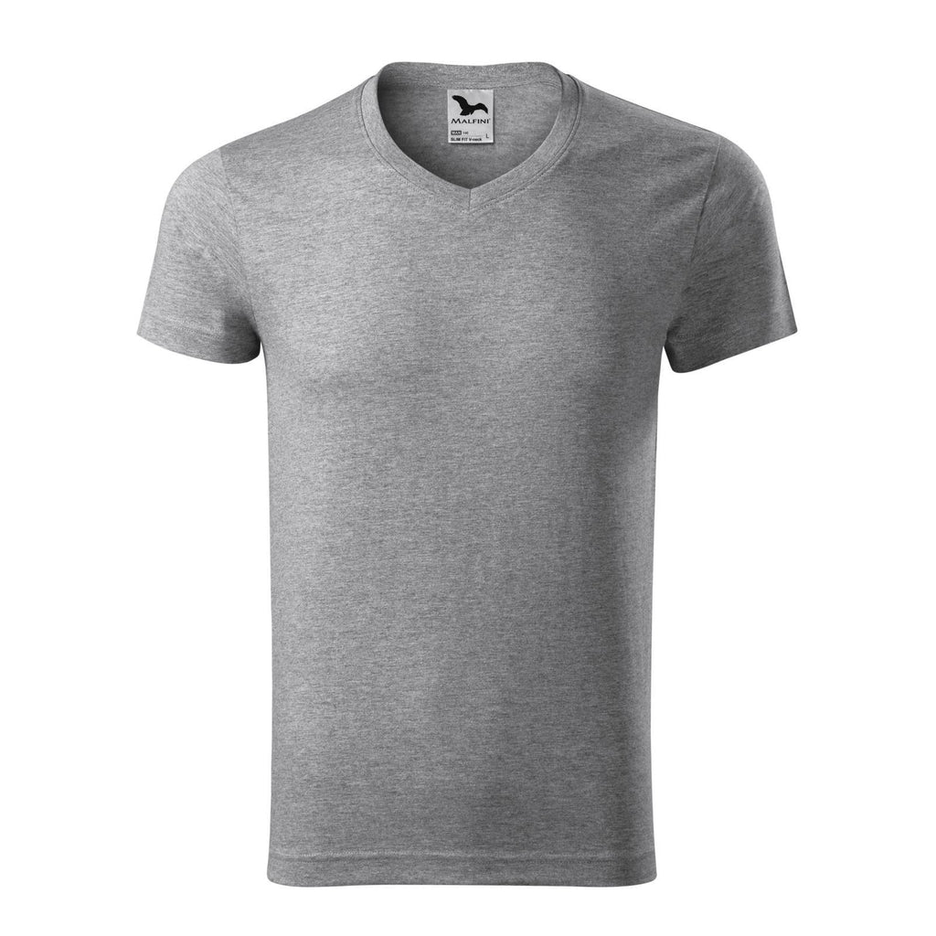 Tricou V-Neck personalizat Tshirt TextileDivision Gri Inchis S