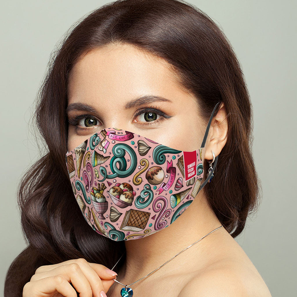 Mască Ice Cream Frenzy Pink Bg Textile Mask NotAnotherMask 
