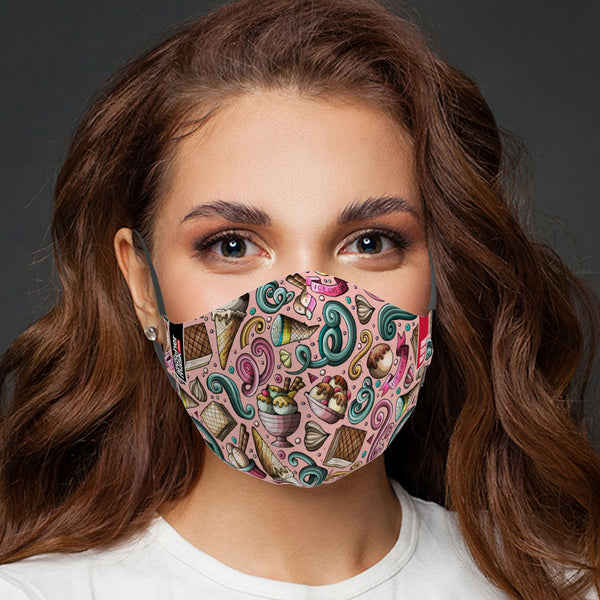 Mască Ice Cream Frenzy Pink Bg Textile Mask NotAnotherMask