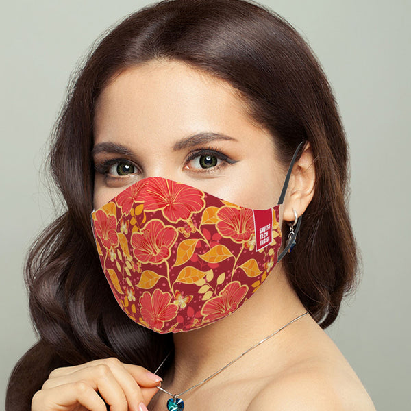 Mască Red Autumn Bloom Textile Mask NotAnotherMask 