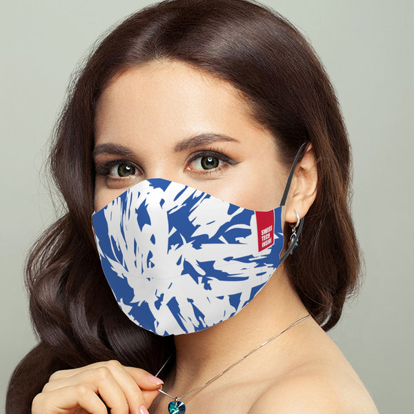 Mască White Brush Strokes on Blue Textile Mask NotAnotherMask 