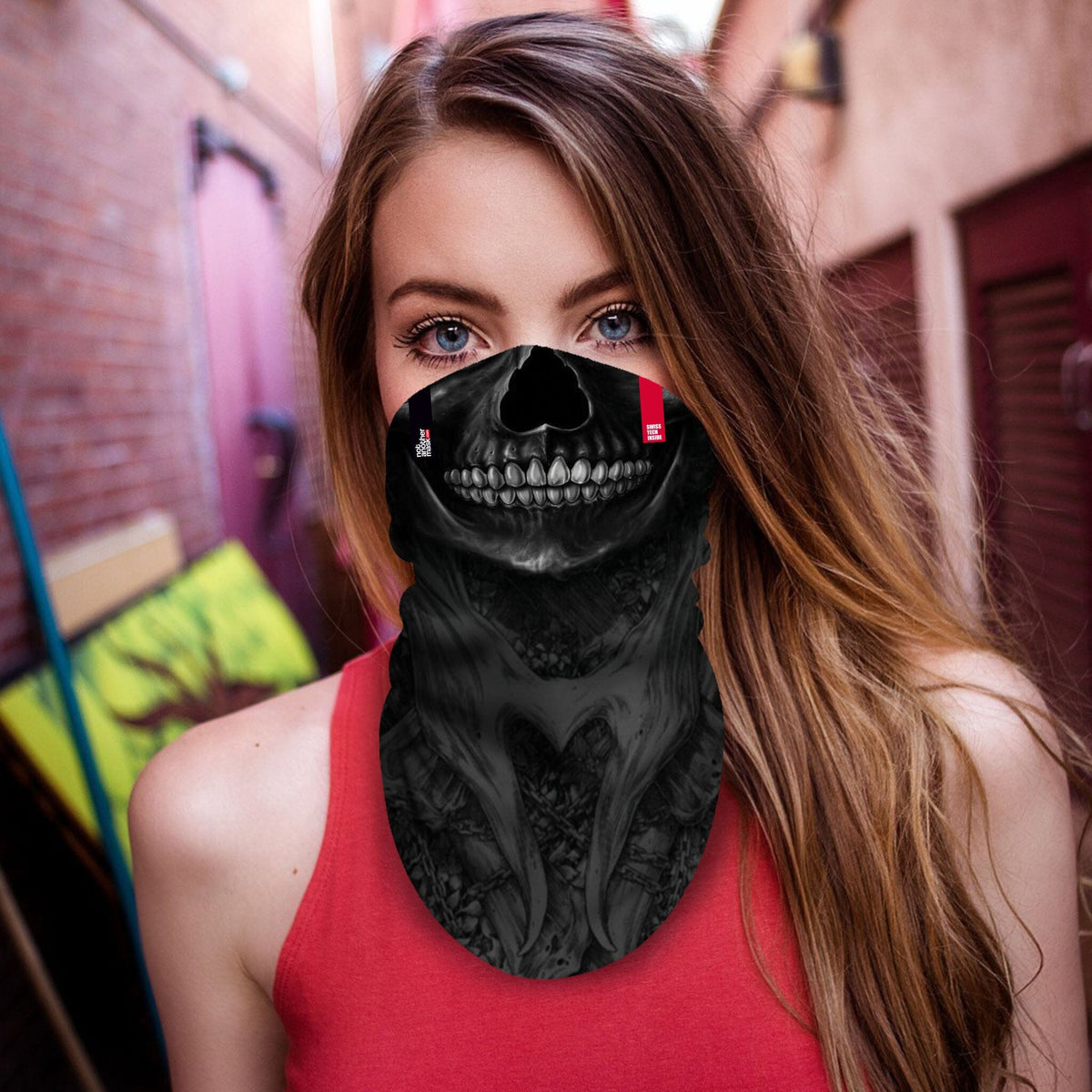 Neck-Gaiter Black Skull Neck Gaiters PrintCenterShop Long - 25x50 cm 