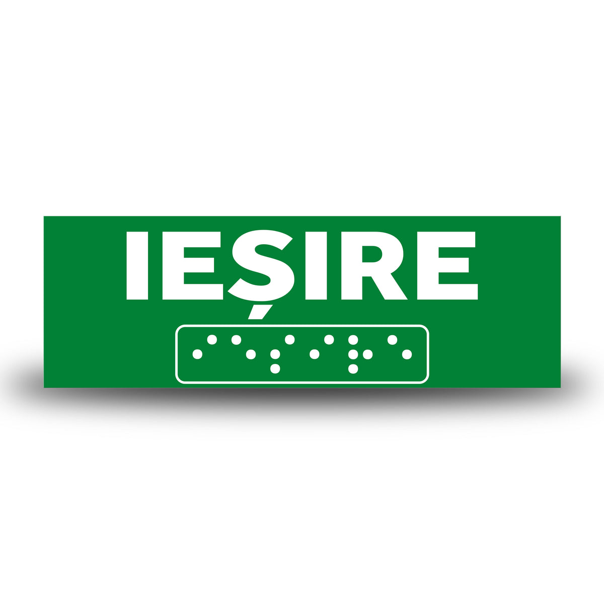 Plăcuță indicatoare Braille - IEȘIRE Indicator Braille PrintCenter.ro Shop Verde 