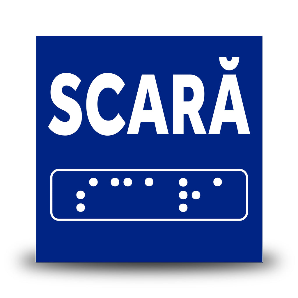 Plăcuță indicatoare Braille - Scara Indicator Braille PrintCenter.ro Shop Albastru 