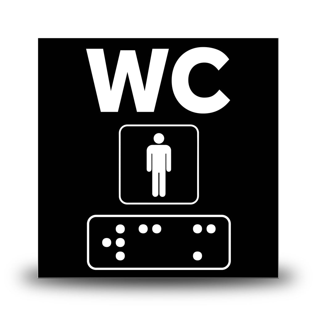 Plăcuță indicatoare Braille - WC Barbati Indicator Braille PrintCenter.ro Shop Negru 