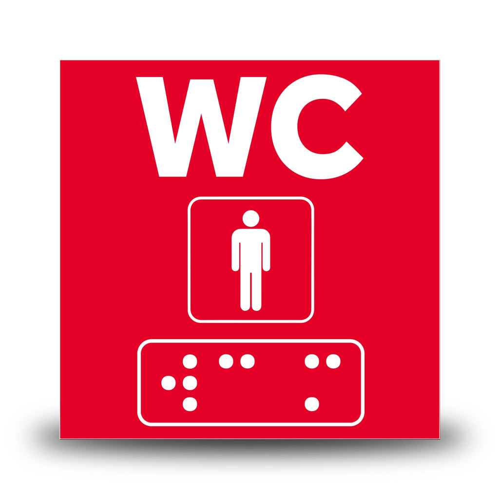 Plăcuță indicatoare Braille - WC Barbati Indicator Braille PrintCenter.ro Shop Rosu 