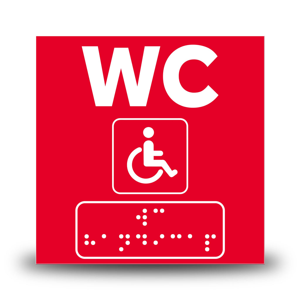 Plăcuță indicatoare Braille - WC Persoane cu handicap Indicator Braille PrintCenter.ro Shop Rosu 