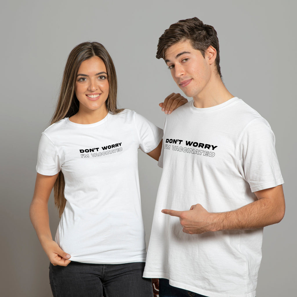 Tricou alb "Don't worry, i'm vaccinated" Tshirt TextileDivision 