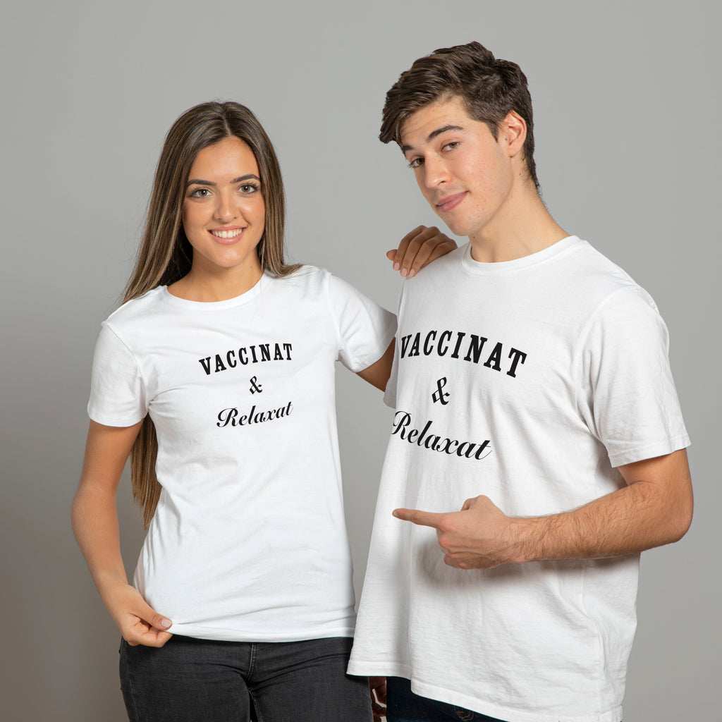 Tricou alb " Vaccinat & Relaxat" Tshirt TextileDivision 