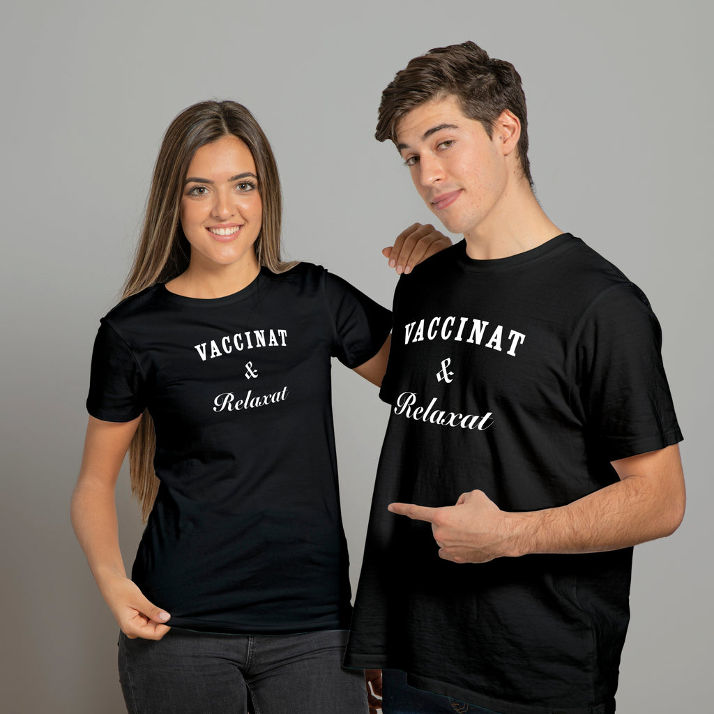 Tricou negru "Vaccinat & Relaxat" Tshirt TextileDivision 