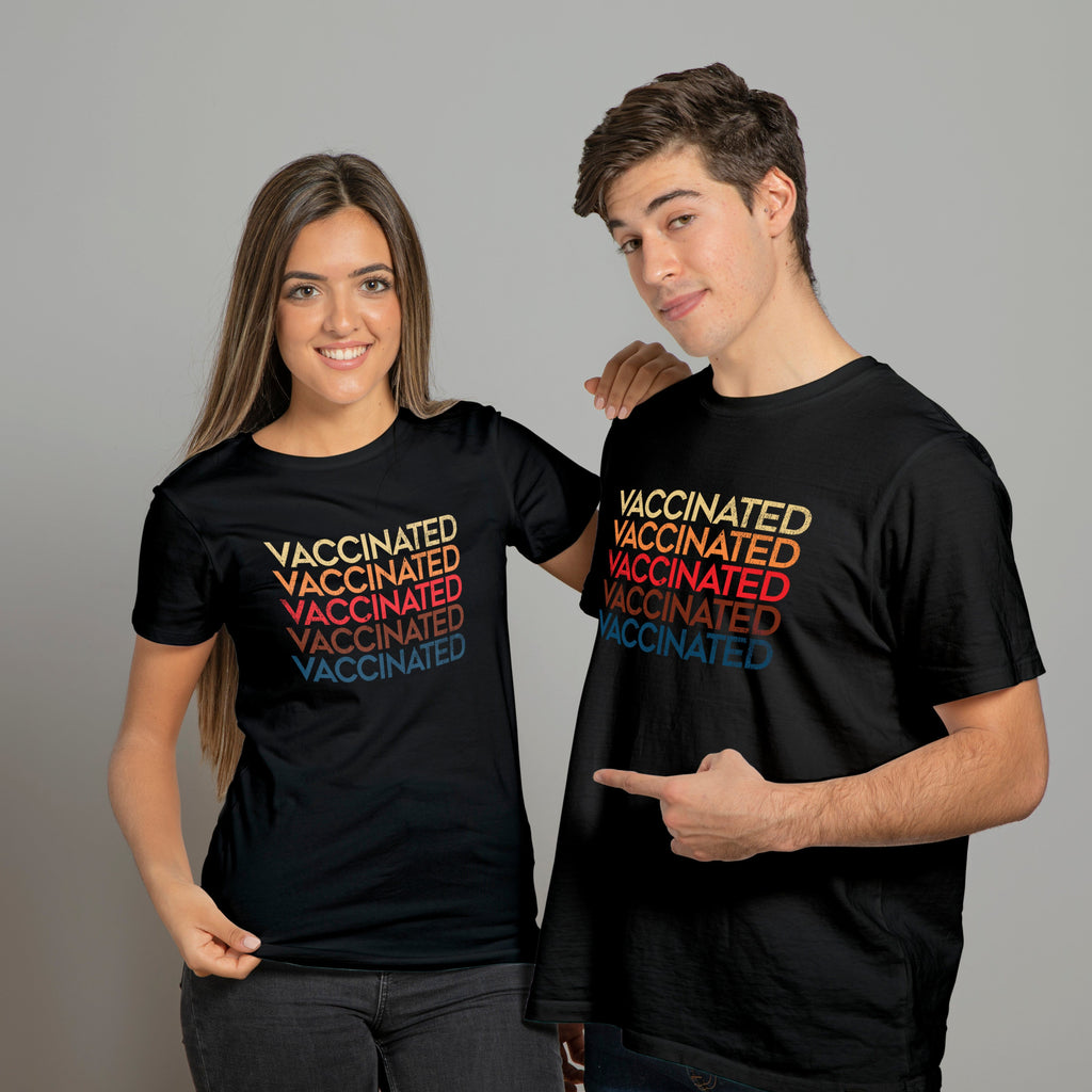 Tricou negru "Vaccinated Rainbow" Tshirt TextileDivision 