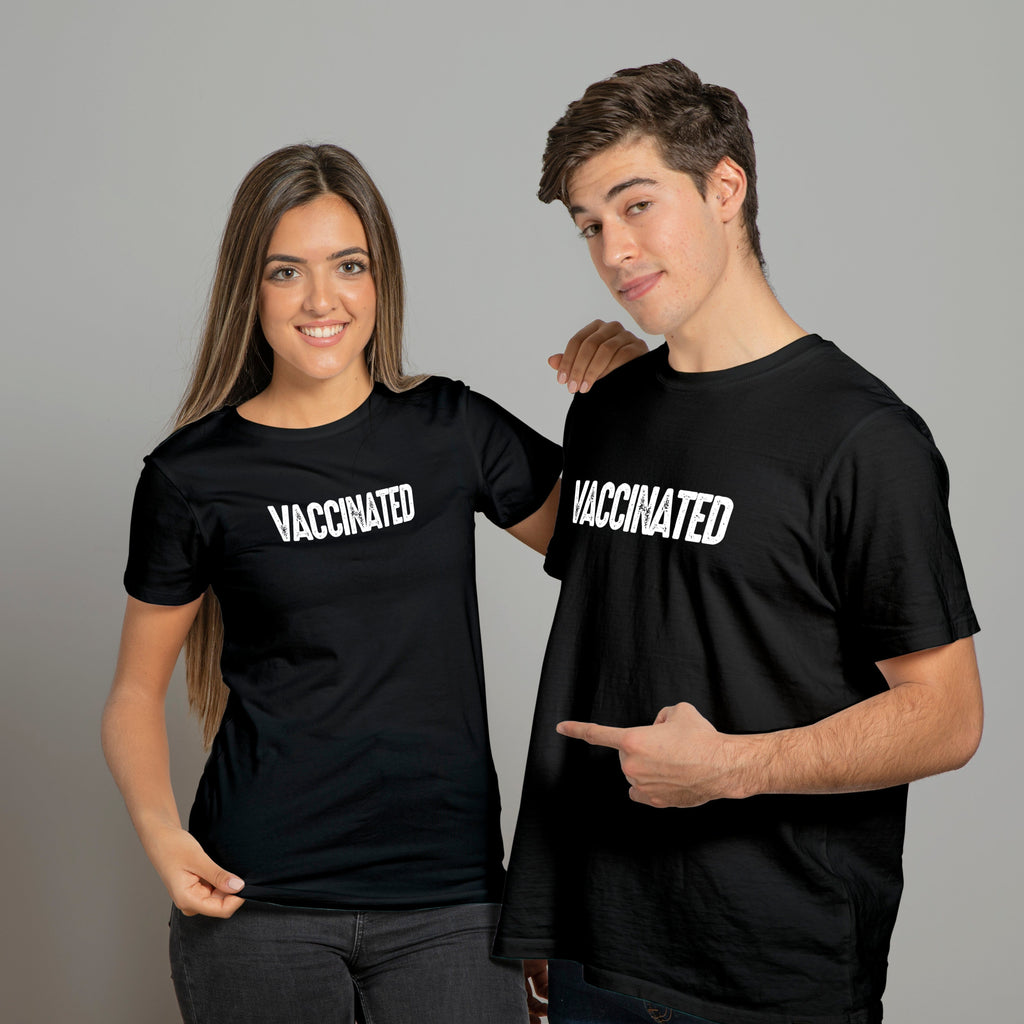 Tricou negru "Vaccinated" Tshirt TextileDivision 